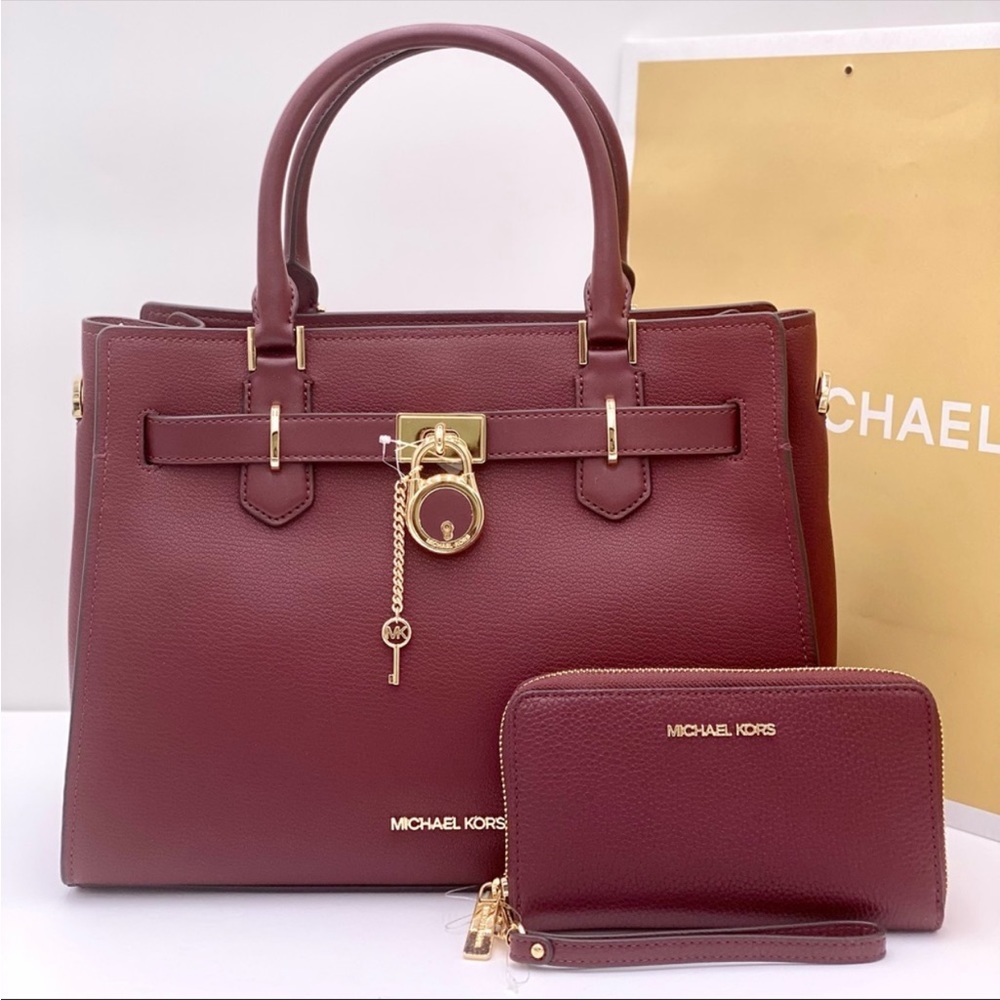 New Michael Kors Hamilton Meidum Satchel
Shoulder Crossbody Bag and Wallet Set - Picture 1 of 15
